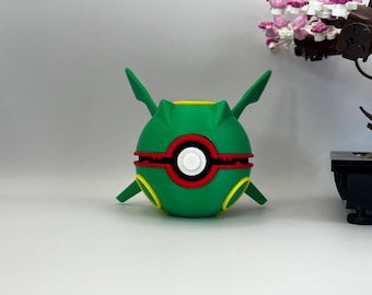 Expositor de Pokébolas Rayquaza: Monster Ball impresa en 3D (variantes regular y shiny)