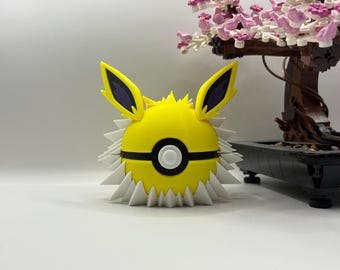Jolteon Monster Ball Display | 3D Printed Fan Art, Gaming Room Decor, Collectible