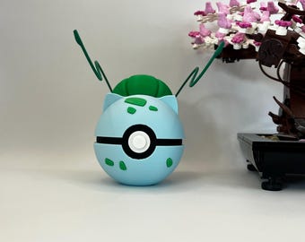 Bulbasaur Pokéball Display – 3D Printed Monster Ball