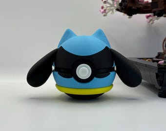 Riolu Pokéball Display | 3D Printed Monster Ball Fan Art, Gaming Room Decor, Collectible