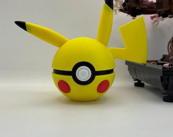 Pikachu Monster Ball Display | 3D Printed Fan Art, Gaming Room Decor, Collectible