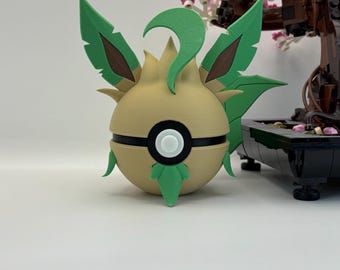 Exhibidor de Poké Ball de Leafeon / Arte de fan impreso en 3D, decoración para sala de juegos, coleccionable
