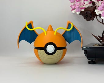 Dragonite Pokéball Display – 3D Printed Monster Ball | Regular & Shiny Variants