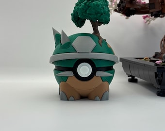 Torterra Pokéball Display | 3D Printed Monster Ball Fan Art, Gaming Room Decor, Collectible