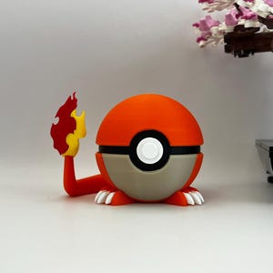 Charmander Pokéball Display – 3D Printed Monster Ball