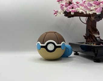 Squirtle Monster Ball Display | 3D Printed Fan Art, Gaming Room Decor, Collectible | Normal & Shiny Variant