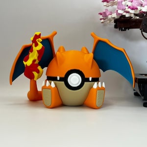 Charizard Pokéball Display – 3D Printed Monster Ball | Regular & Shiny Variants