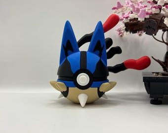 Présentoir pour Pokéball Mega Lucario – Balle monstre imprimée en 3D | Variantes régulières et brillantes