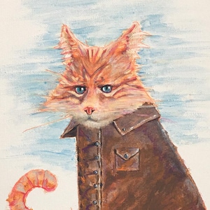 Roux et Cuir / Chat / Peinture Acrylique