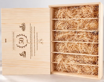 Cassetta di Vino in Legno Personalizzata – Scatola Regalo Incisa per 6 Bottiglie – Regalo Unico per Matrimonio, Anniversario o Inaugurazione
