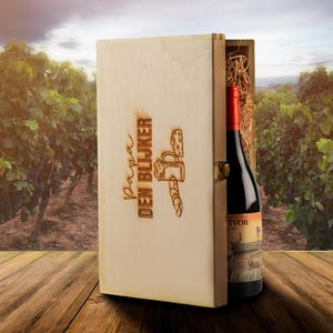 2-Bottle Wooden Wine Box with Hinged Lid – Personalized Luxury Wine Crate – Unique Wedding, Anniversary, or Birthday Gift