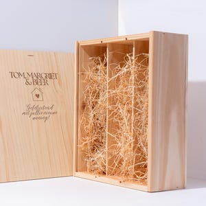 Coffret à Vin en Bois Personnalisé – Boîte Cadeau Gravée pour 3 Bouteilles – Cadeau Unique pour Mariage, Anniversaire ou Pendaison