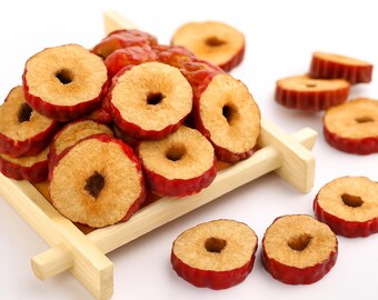 Dátiles rojos sin semillas en rodajas, 250 g/500 g. Snack saludable. Dátiles rojos de azufaifo premium, Ziziphus jujuba. Dátiles rojos chinos (红枣). Snack crujiente.