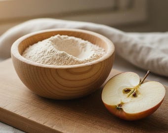 Polvo de manzana liofilizado / Polvo de fruta natural para batidos, repostería y té / Sin azúcar añadido / Vegano • Sin OMG • Sin gluten