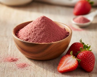 Polvo de fresa pura / Polvo de fruta liofilizada / Sin azúcar añadido / Saborizante natural / Vegano • Sin OMG • Sin gluten Yogur, Horneado