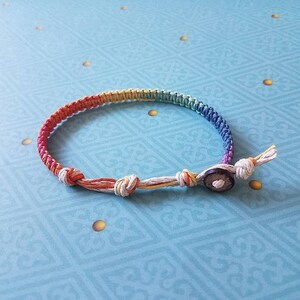 2 Rainbow Multi-color Hemp Bracelet Set, Gift Idea, Valentines, Friends, Family, Colleagues, Bracelet, Love, Hemp Jewelry, Aromatherapy image 4
