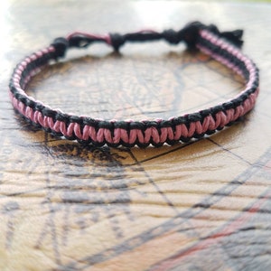 Black & Pink, Reversible, Hemp Bracelet, Hemp Anklet, Hemp Choker, Forest Green, Natural Jewelry, Eco-Friendly, Aromatherapy, Coconut, Gift image 4