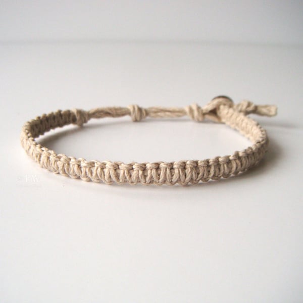 Bracelet Chanvre, Indie Hemp Works, Aromathérapie, Bracelets de chanvre, Bracelets de cheville en chanvre, Blanc, Naturel, Bijoux en chanvre, Hipie, Boho, Minimaliste, Simple