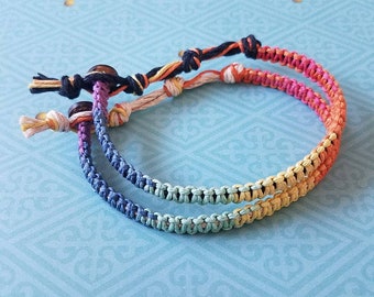 2 Rainbow Multi-color Hemp Bracelet Set, Gift Idea, Valentines, Friends, Family, Colleagues, Bracelet, Love, Hemp Jewelry, Aromatherapy