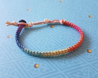 Rainbow Multi-color Hemp Bracelet, Hemp Anklet, Indie Hemp Works, Friendship Bracelet, Love, Hemp Jewelry, Aromatherapy, Hippie, Faith