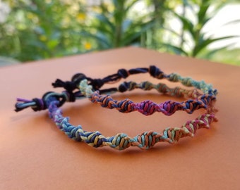 2 Spiral Bracelets, Anniversary, Hemp Bracelet Set, Couples, Bracelets, Anklets, Hemp Anklets, Hemp Bracelets, Hemp Jewelry, Wedding, Hippie