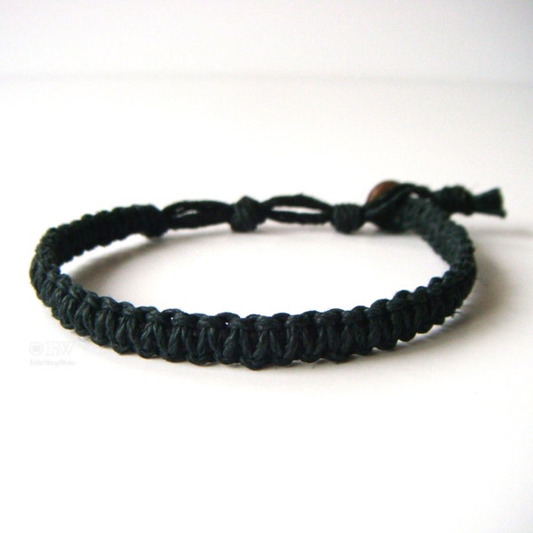 Black Hemp Bracelet, Indie Hemp Works, Hemp Bracelets, Hemp Anklets, Black, Onyx, Simple, Aromatherapy, Bracelet, Anklet, Minimalist