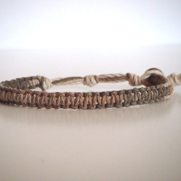 Brown Natural Multi-color Hemp Bracelet, Hemp Anklet, Indie Hemp Works, Aromatherapy, Artisan Hemp, Friendship Bracelet, Hemp Jewelry, Gift