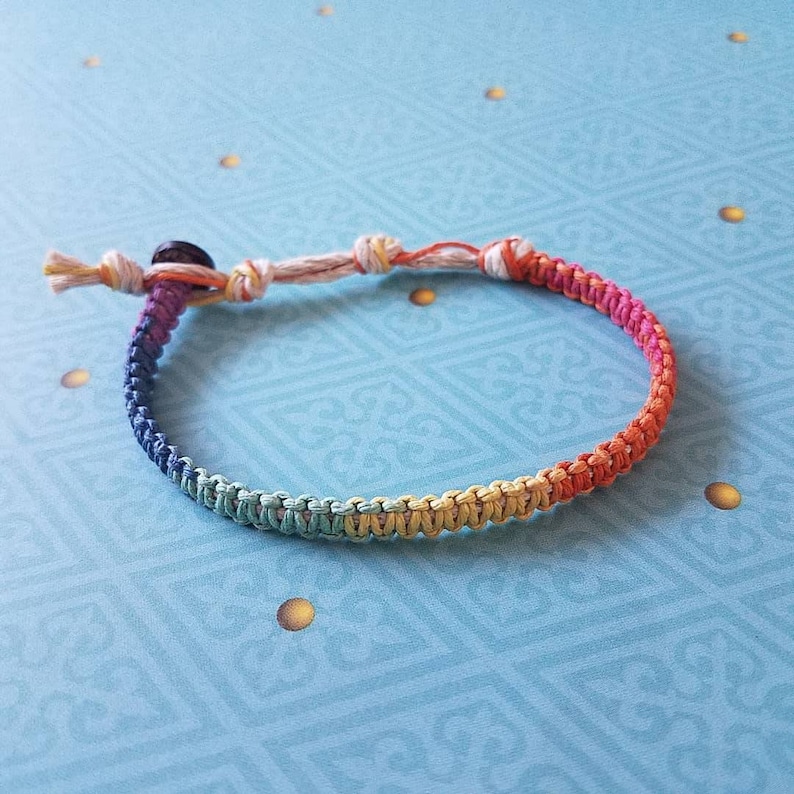 2 Rainbow Multi-color Hemp Bracelet Set, Gift Idea, Valentines, Friends, Family, Colleagues, Bracelet, Love, Hemp Jewelry, Aromatherapy image 3