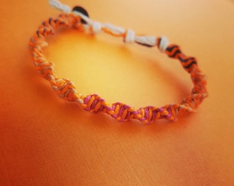 Orange Multicolor Spiral Hemp Bracelet, Spiral Hemp Anklet, Hemp Bracelets, Hemp Anklets, Natural, Hemp Jewelry, Hippie, Boho, Minimalist