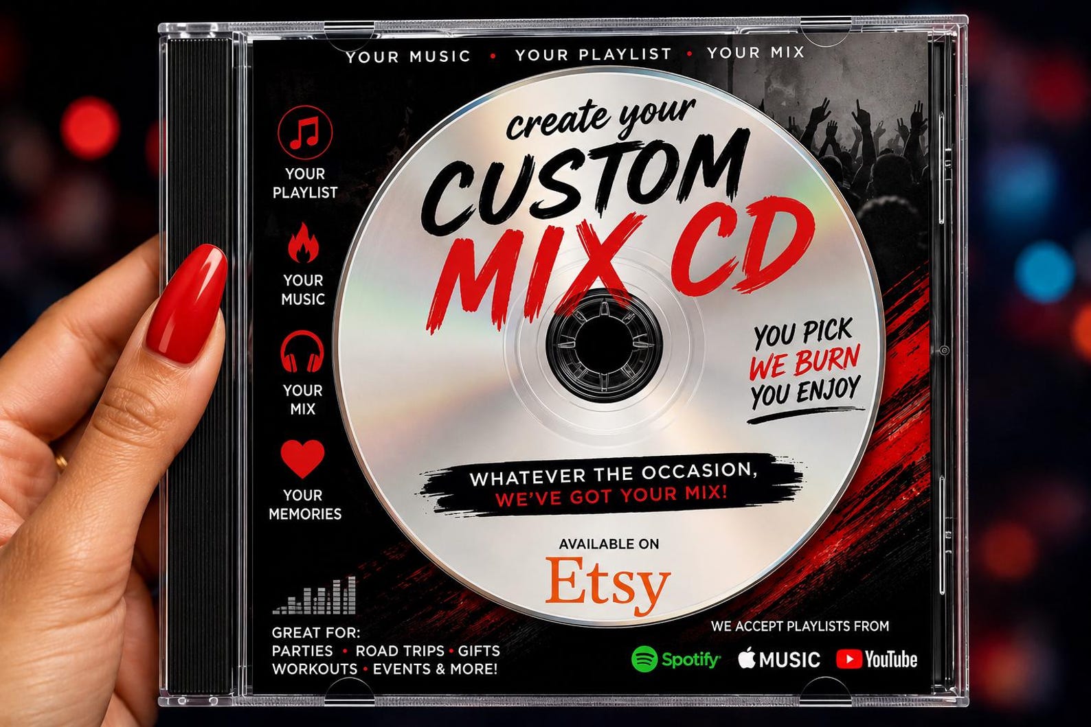 Custom Mix CD, Spotify Playlist to CD, 80 Minute Audio Mixtape - Etsy