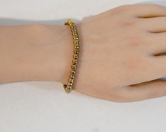 Vintage 18 Kt Yellow gold Over Sterling Silver Bead Bracelet NOS Tags Attached