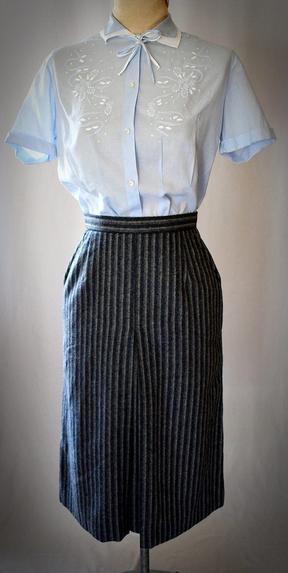 Vintage 1960s Charcoal Gray and Light Gray Stripe… - image 2