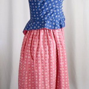 Vintage 1950s Blue and Pink Cotton Short Sleeve Bodice and - Etsy