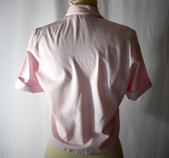Vintage 1960s Pale Pink Cotton Short Sleeve Schoo… - image 6
