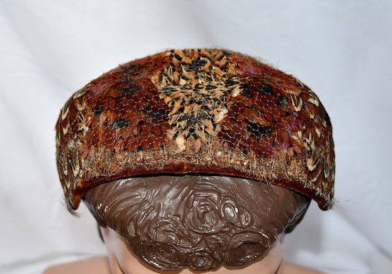 Vintage 1950s Pheasant Feather Wide Headband Juliet Cap  display picture 1