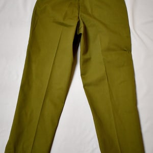 Vintage 1970s Khaki Green Mens Womens Boys Boy Scouts Uniform Slacks or Pants With Red Piping Details 29 Inch Waist/26 Inch Inseam image 5