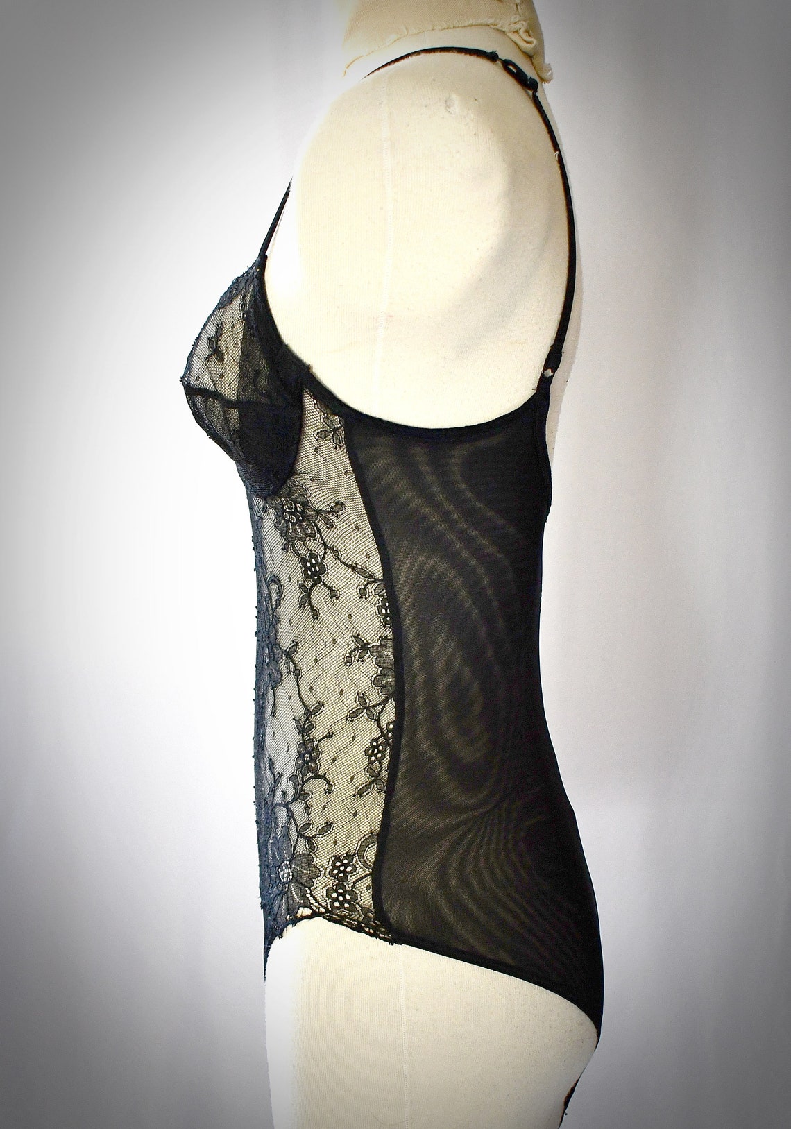 Vintage 1980s Black Lace Teddie Body Suit Made In Italy LA | Etsy