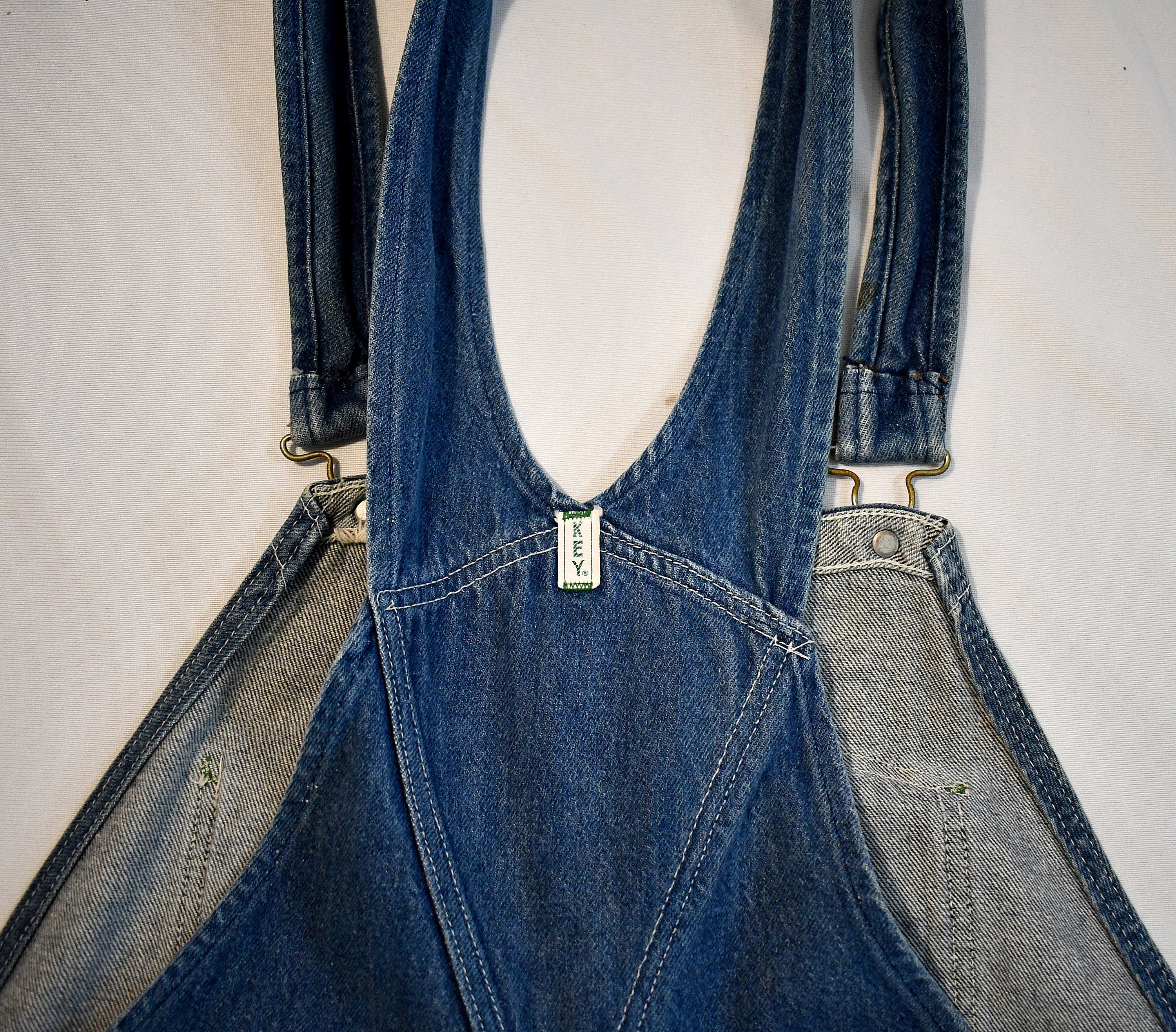 Vintage Mens or Womens Blue Denim Overalls Work Wear Coveralls Key