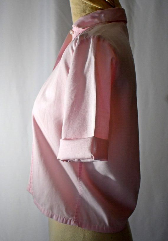 Vintage 1960s Pale Pink Cotton Short Sleeve Schoo… - image 5