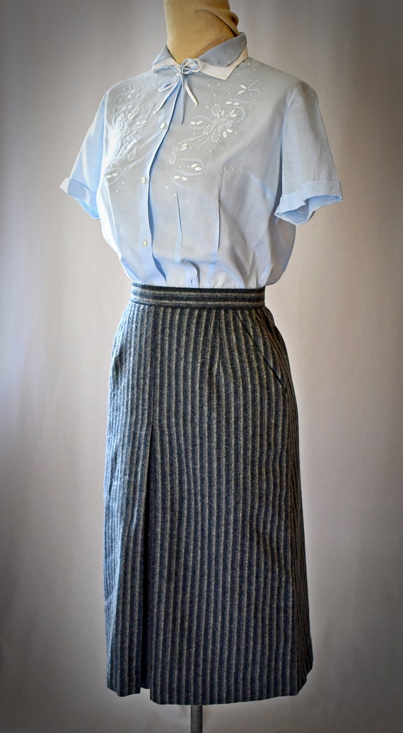 Vintage 1960s Charcoal Gray and Light Gray Stripe… - image 9