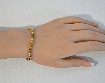 Vintage NOS 18 Kt Gold Over Sterling Silver Beaded Bracelet