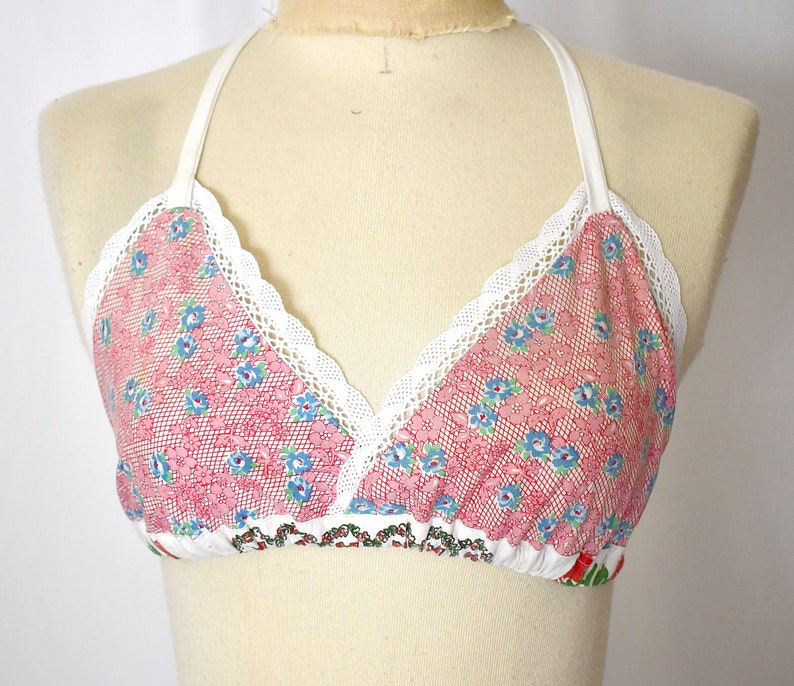 Triangle Bra Bralette Made of Salvaged Vintage Canada Souvenir - Etsy