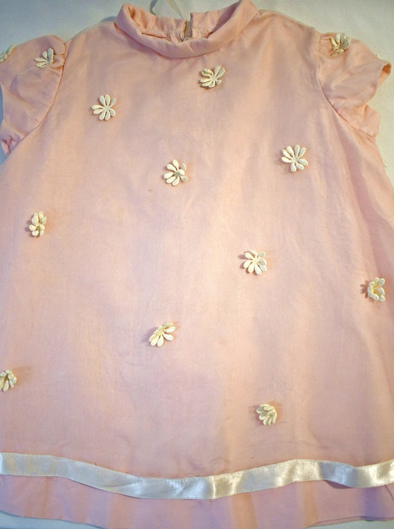 Vintage 1960s Pale Pink Chic Baby Dress With Chif… - image 2