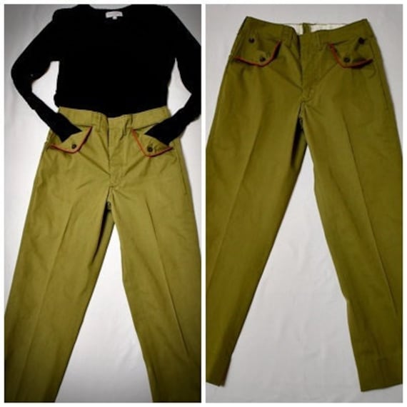 Vintage 1970s Khaki Green Mens Womens Boys Boy Sc… - image 1