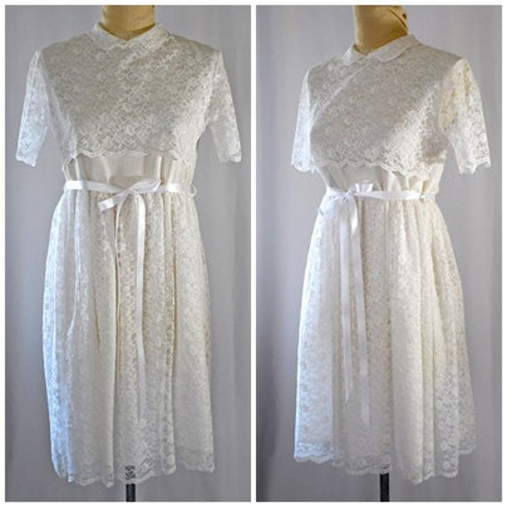 Vintage lace jacket lightweight white Long 1960s