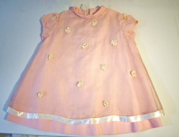 Vintage 1960s Pale Pink Chic Baby Dress With Chif… - image 1