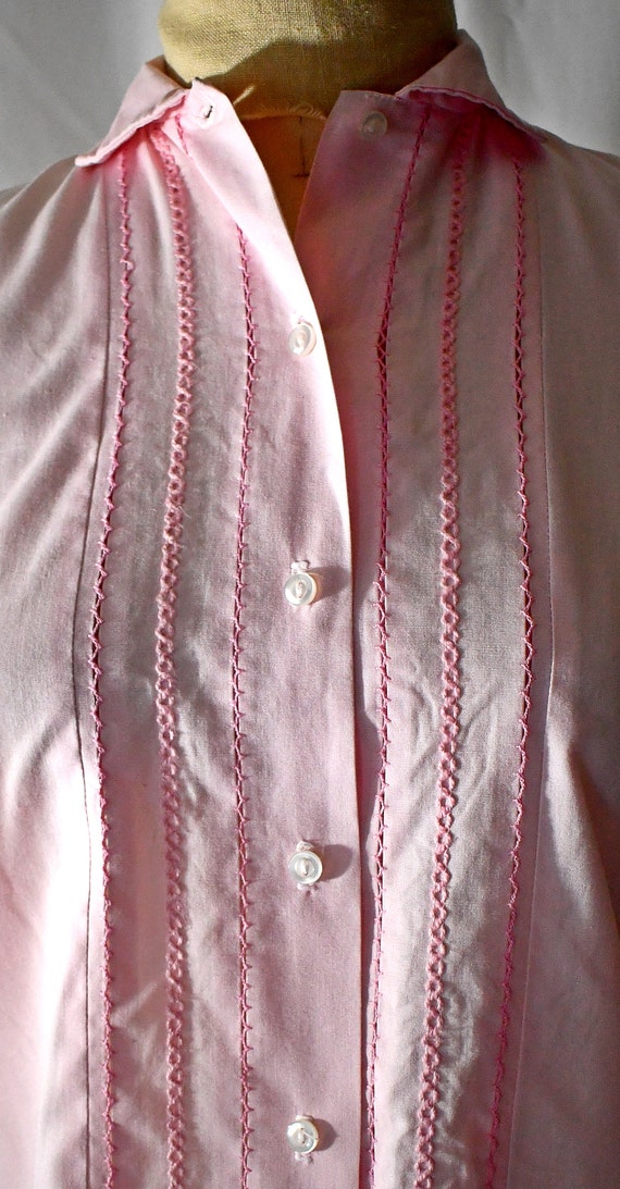 Vintage 1960s Pale Pink Cotton Short Sleeve Schoo… - image 3