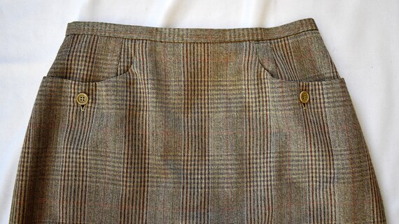 Vintage 1990s Brown and Ivory Plaid Long Slim Mid… - image 8