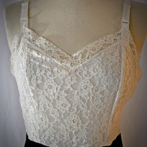Vintage 1960s Ivory Lace Bodice With Black Skirt Dress Slip 36 Inch Bust