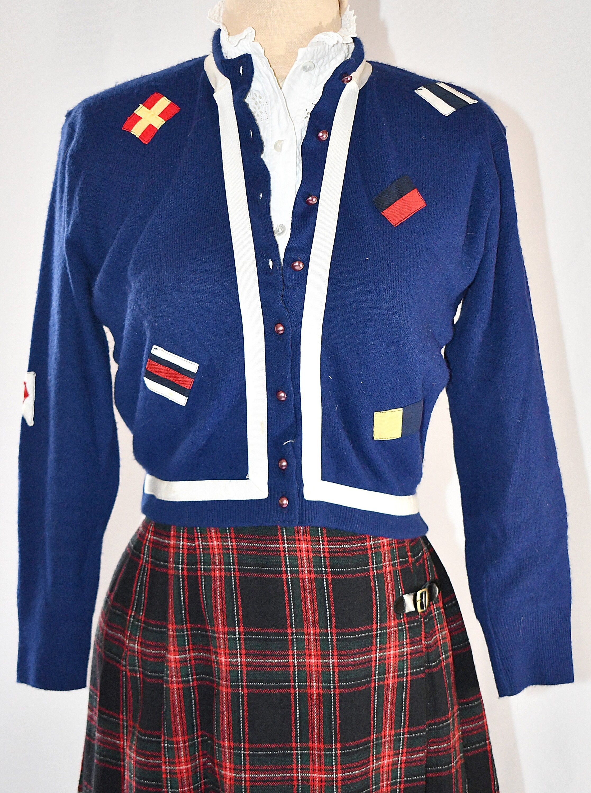 royal blue cropped cardigan